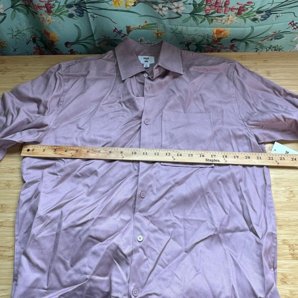 Mode of One Men Relaxed Fit Button Down Shirt Pale Elderberry Purple S 100196074